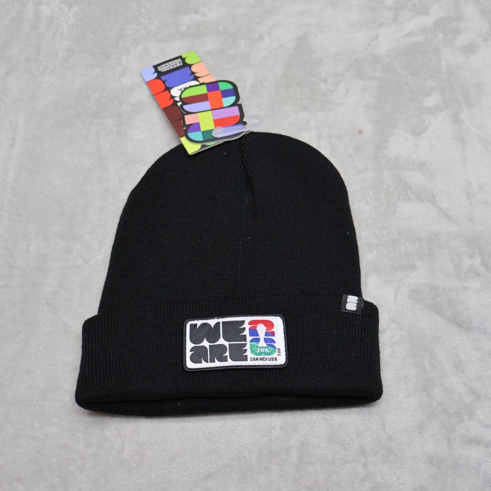 FIFA World Cup 2026 Beanie Unisex One Size Black Knit Patch Logo Hat Warm NEW